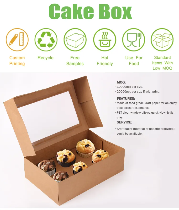 Custom Craft Logo Cake Macaron Paper Boxes with Insert Gift Packaging Box