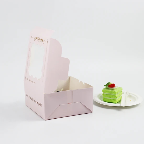 Cupcake Box and Packaging Box Transparent Luxury Satin Holds 6 Holes Pink Food Cajas PARA Cake Box with Window