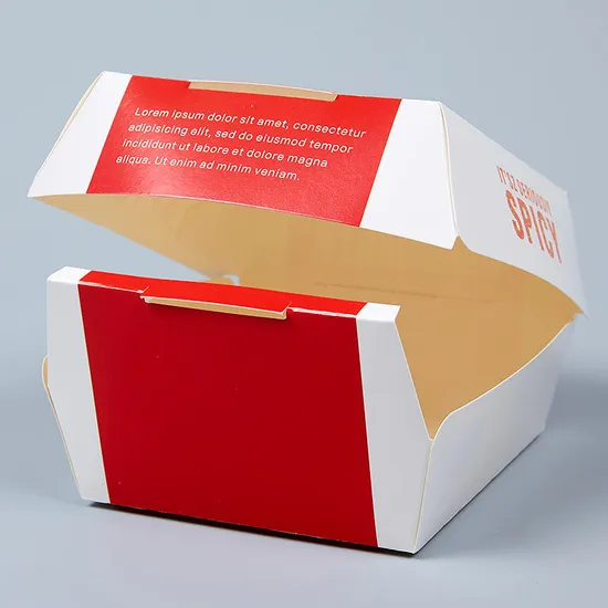 Manufacturer Customized Burger Box Recyclable Paper Packaging Burger Box