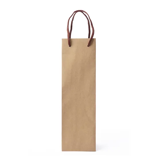 Customized Brown Recyclable Kraft Paper Bag Logo Printing Long Custom Size Packaging Paper Shopping Bag
