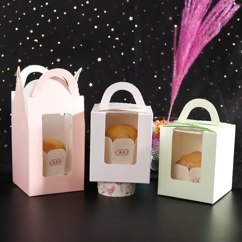 Custom Print Lid and Base Storage Packaging Paper Food Box with Pet Window Cake Box for Birthday