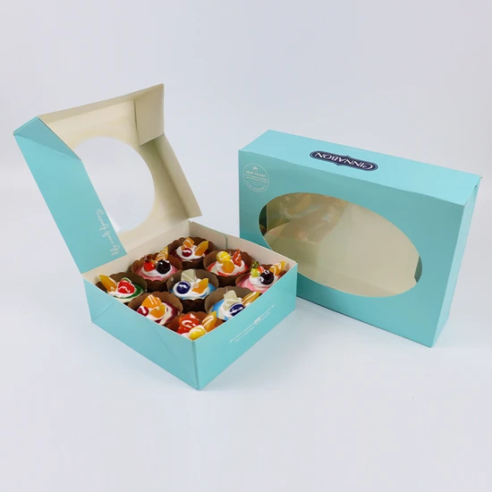 Wholesale Custom Transparent Paper Package with Logo for Donuts Chocolate Cookie Packaging Paper Box