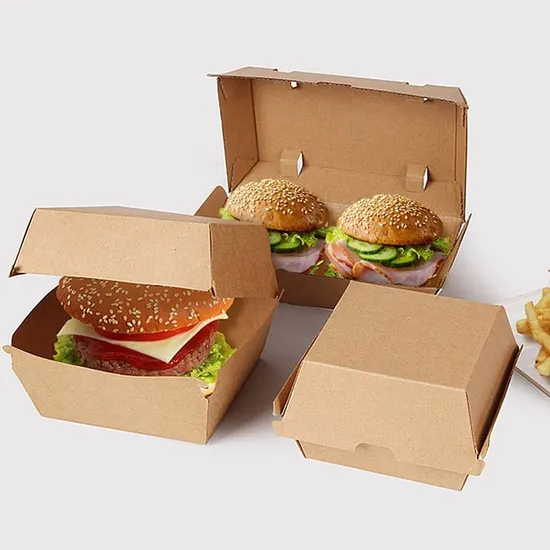 Wholesale Custom Logo Food Grade Cardboard Takeaway Burger Fried Chicken Packaging Box