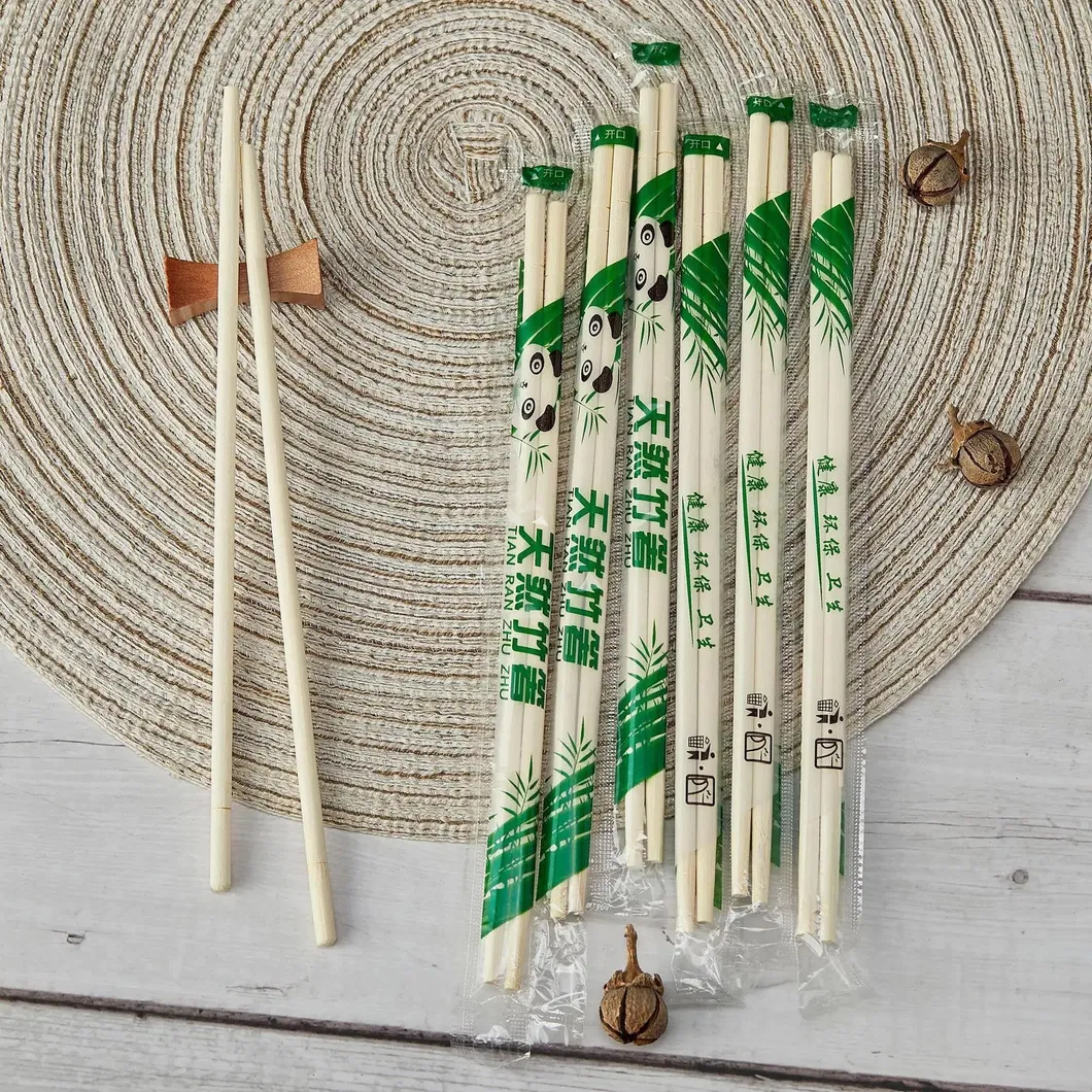 Custom Disposable Eco Friendly Chopsticks Round Bamboo Chopsticks with Paper Bag or Plastic Package
