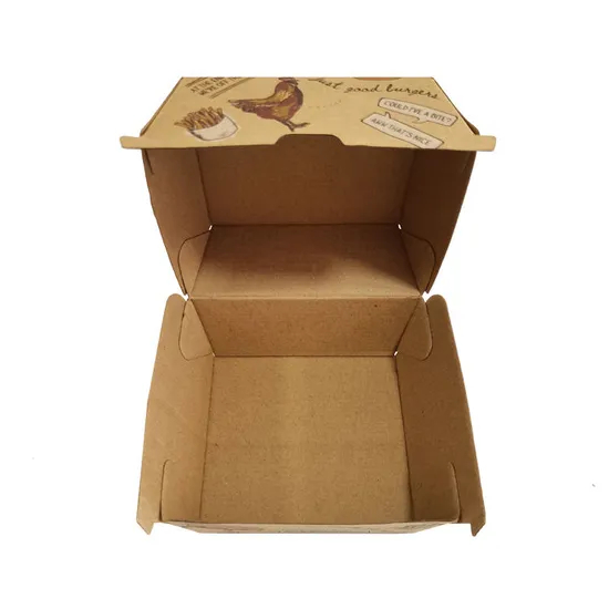 Customized Personalized Logo Brown Natural Color Food Grade Kraft Paper Box for Fried Chicken Fast Takeaway Food