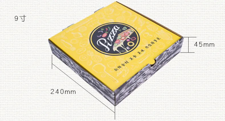 Corrugated Carton Pizza Box Flexo Printing Wholesale Manufacturer Black 12 Inch Pizza Kraft Packing Box