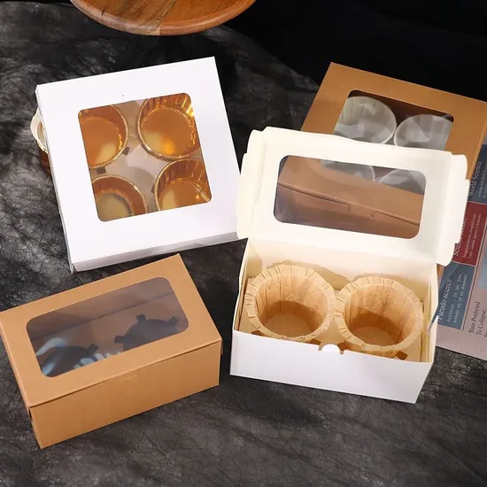 Biodegradable Customized Size Cake Paper Boxes Cup Cake Box with Window for Baking Cake Shop Box