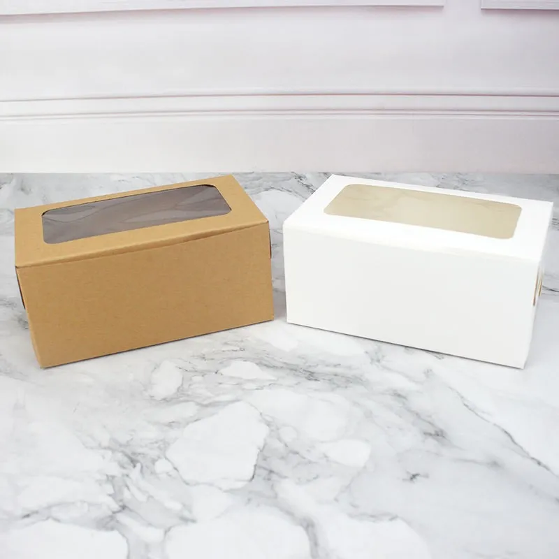 Biodegradable Customized Size Cake Paper Boxes Cup Cake Box with Window for Baking Cake Shop Box