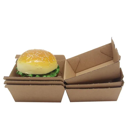 High Quality Burger Box Kraft Disposable Food Grade Hamburger Box Personalised Burger Box