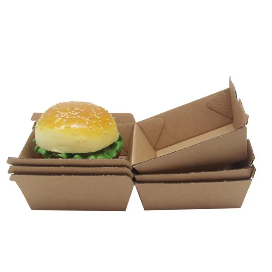 High Quality Burger Box Kraft Disposable Food Grade Hamburger Box Personalised Burger Box