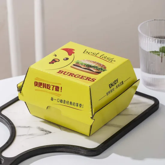 6inch Custom Printed Recycled Take Away French Fries Paper Boxes Fast Food Burger Hamburger Packaging