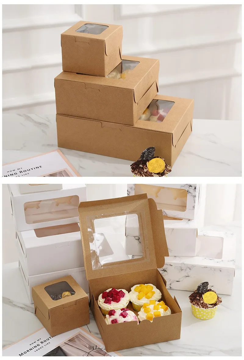 Paper Cake Box with Transparent Window Cup Cake Boxes in Bulk Dly Birthday Cake Box