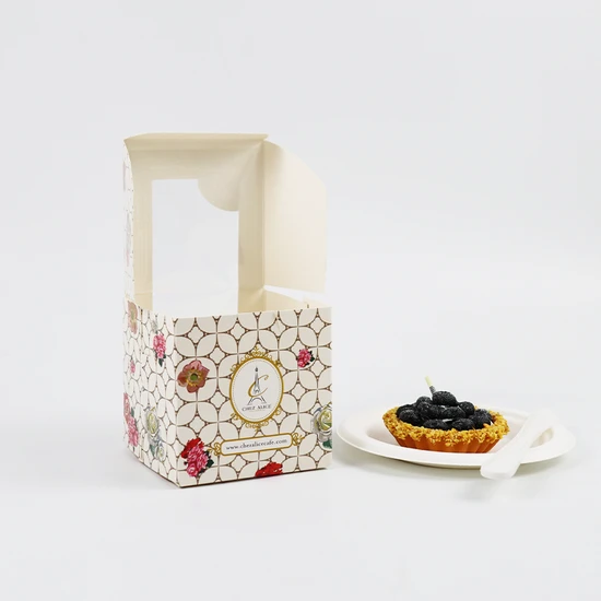Disposable Hard Food Grade Donut Cupcake Cake Container Baking Paper Packaging Box for Food Kraft Paper Customized Design Accept