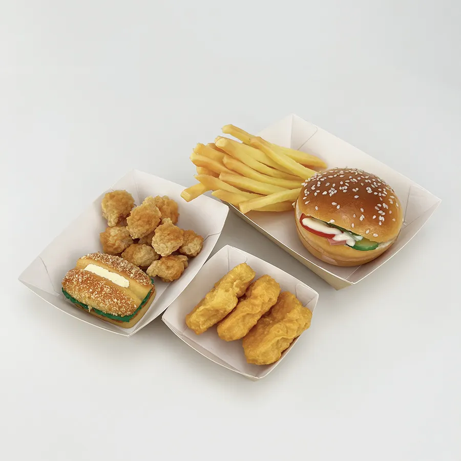 New Food Grade Cardboard Box Corrugated Paper Fast Food Box Boat Shaped Lunch Box