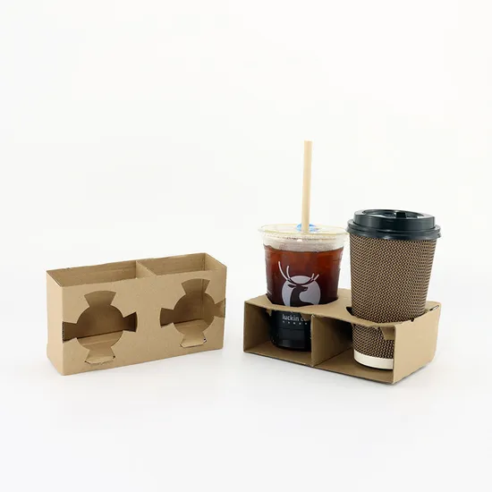 Factory Corrugated Tray Paper Cup Holder Tray 2 4 Cups Paper Cups Carrier