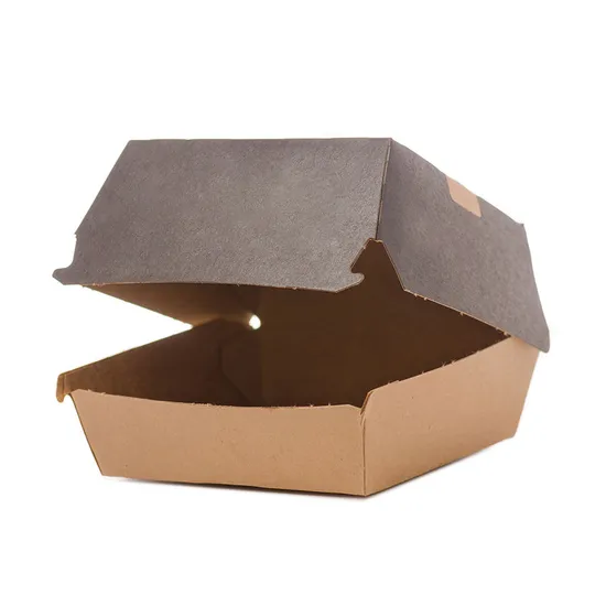 6inch Customized Logo Printing100% Compostable Paper Hamburger Box for Take Away Food