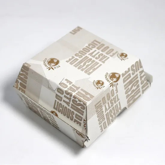 Paper Burger Packaging Box Fast Food F-Flute Corrugated Container Custom Printed Paper Burger Box Recyclable