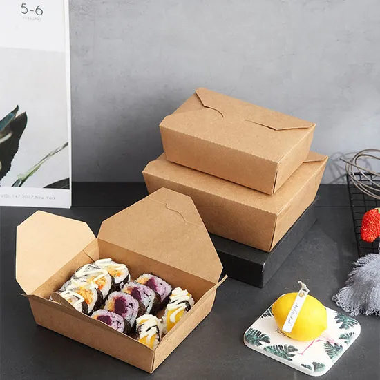 Wholesale Printing Logo Bio-Degradable Fried Chicken Kraft Paper Box Fruit Kraft Paper Box Food Salad Packing Fast Food Take Away
