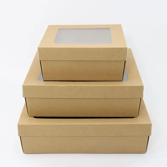 Biodegradable Packing Cake Food Gift Brown Cardboard Paper Box with Custom Logo