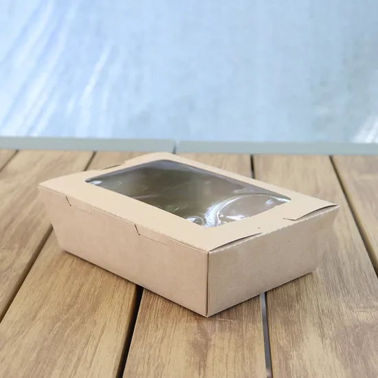 10*10*8 Disposable Custom Factory Manufacturing Take Away Packaging Kraft Paper with PVC Cleartransparent Window Food Sushi Box