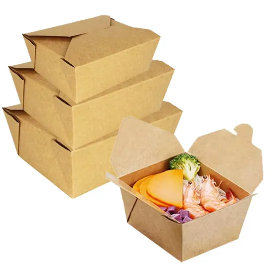 Kraft Paper Take out Containers Lunch Meal Food Box Disposable Storage to Go Packaging for Restaurant and Catering