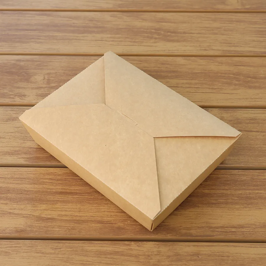 Kraft Paper Take out Containers Lunch Meal Food Box Disposable Storage to Go Packaging for Restaurant and Catering