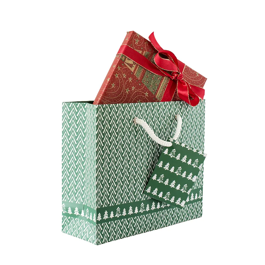 Factory Wholesale Custom Print Luxury Degradable Packaging Shopping Christmas Gift Kraft Cardboard Paper Bag with Handle