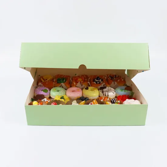 Wholesale Custom Disposable Doughnut Cake Food Packing Paper Box with Handle Cake Box
