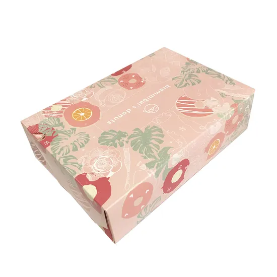 Factory Wholesale Custom Logo Luxury Takeaway Food Biodegradable Eco-Friendly Food Grade Sweet Pastry Dessert Cookies Donut Packaging Box