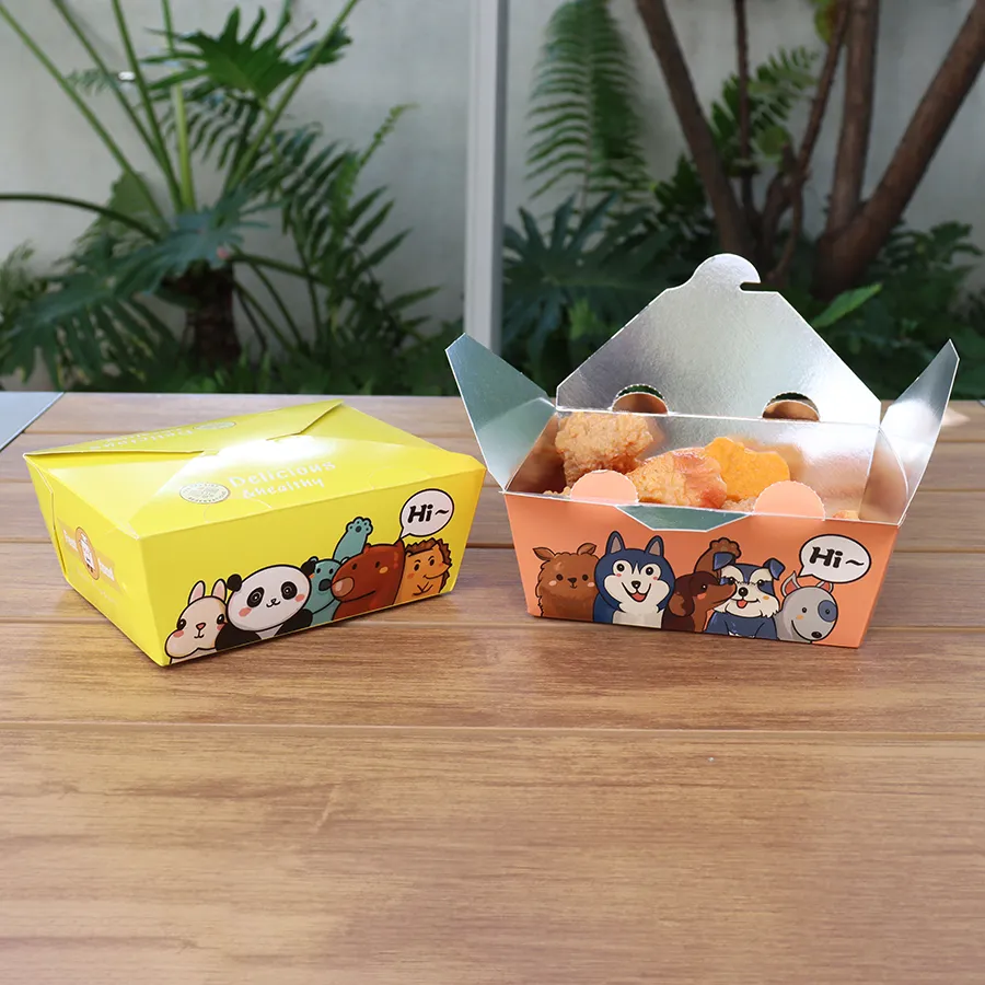 Disposable Biodegradable Fast Food Paper Box Internal Lamination Fried Chicken Box