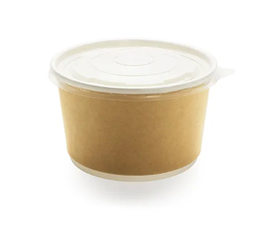 Factory Wholesale Food Grade Safety Eco-Friendly Customized Printing Kraft Paper Salad Packing Bowl PE Coating Soup Cup with Pet Lid