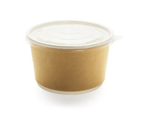 Factory Wholesale Food Grade Safety Eco-Friendly Customized Printing Kraft Paper Salad Packing Bowl PE Coating Soup Cup with Pet Lid