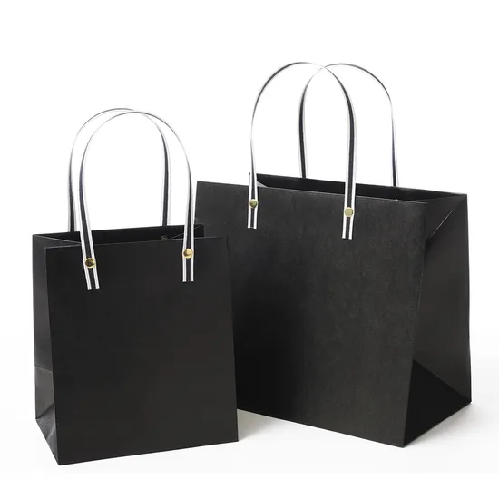 Wholesale Custom Printing Luxury Personalized Degradable Packaging Button Shopping Gift Kraft Cardboard Paper Bag with Handle