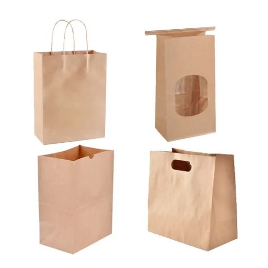 Wholesale Custom Print Transparent Window Square Low Bag Luxury Degradable Packaging Shopping Gift Food Kraft Cardboard Paper Bag with Handle