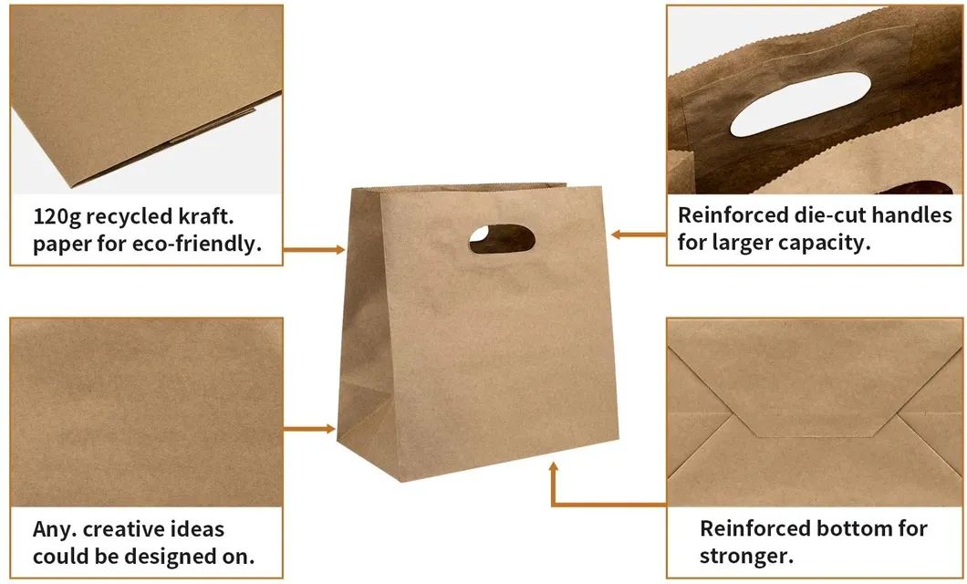 Wholesale Custom Print Transparent Window Square Low Bag Luxury Degradable Packaging Shopping Gift Food Kraft Cardboard Paper Bag with Handle