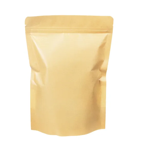 Biodegradable Recycled Customized Stand up Pouches Dry Food Packaging Brown Kraft Paper Bag with Translucent Window