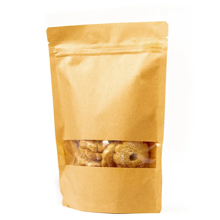 Wholesale Custom Food Grade Brown Transparent Sealing Kraft Paper Bag with Window