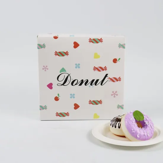 6inch Personalized Custom Mini Donut Cake Food Packaging Simply Folded and Transported Doughnutsnack Box