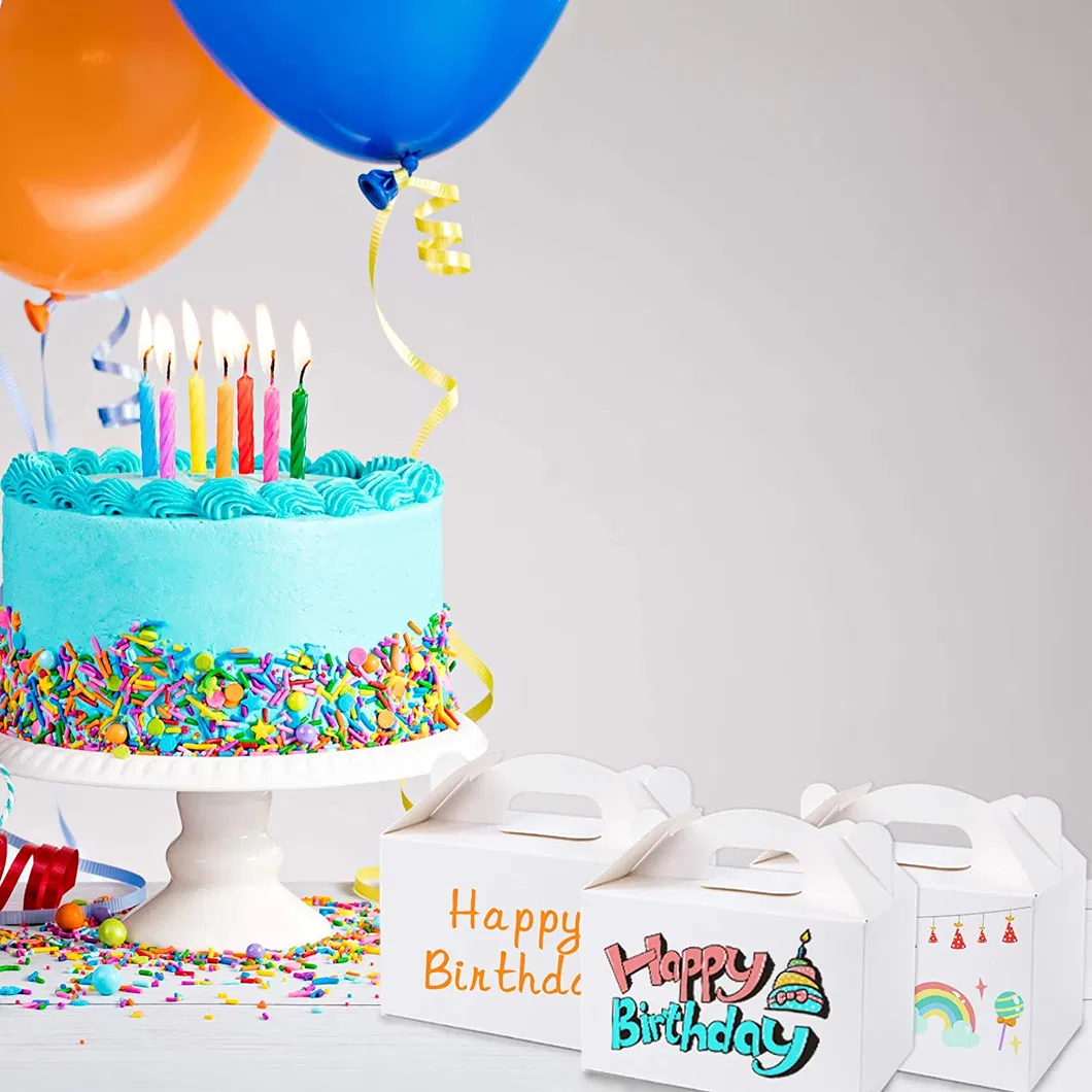 Factory Biodegradable Paper Cake Packaging White Kraft Paper Box with Handle Fancy Eco-Friendly Cardboard Cake Box