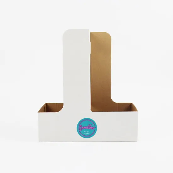 Wholesale Custom Printing Logo Disposable Biodegradable Recyclable Takeaway Brown Paper Coffee Cup Carriers with Portable Handle
