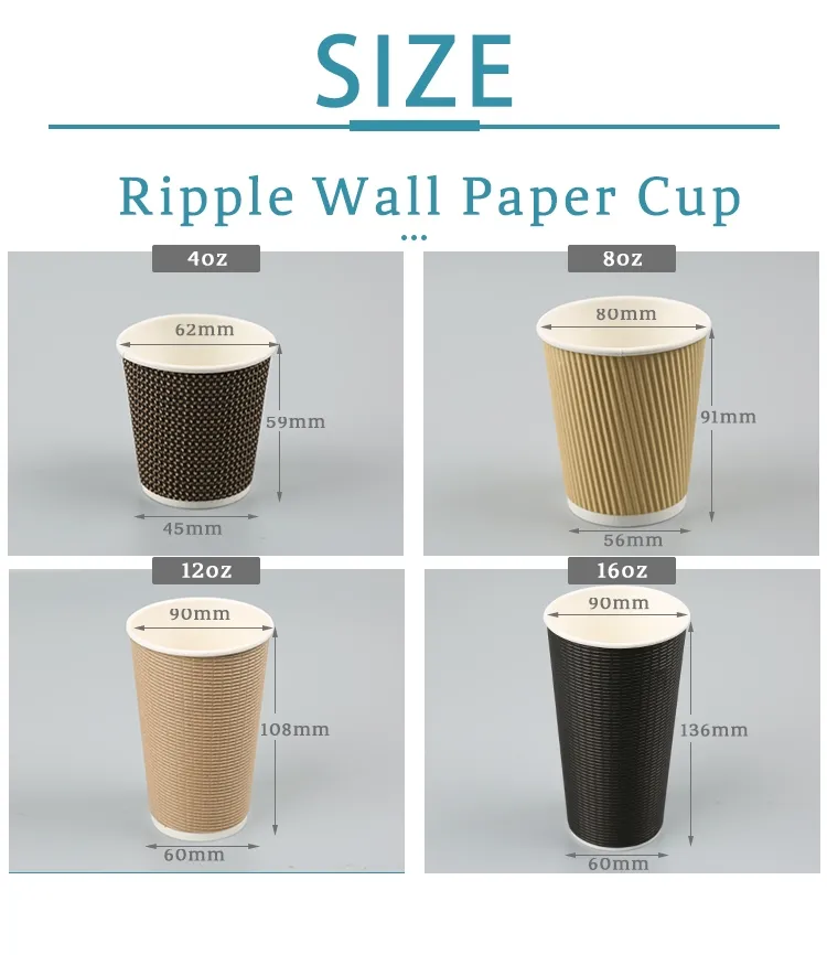 Factory Custom Personalized Eco-Friendly Disposable Coffee Paper Cup for Hot Drinks with Lid Wholesale Food Grade Paper Cups and Lid