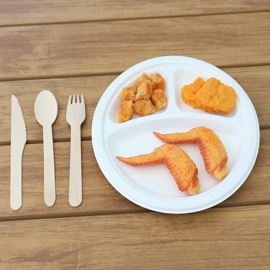 Factory Wholesale Custom Eco-Friendly Disposable Food Packaging Containers Food Cutlery Spoon Paper Tray
