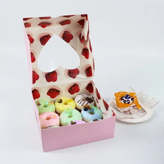 Custom Logo Size Food Paper Packaging Square Birthday Cake Box White Handle Clear Weddingtransparent Cake Box with Window