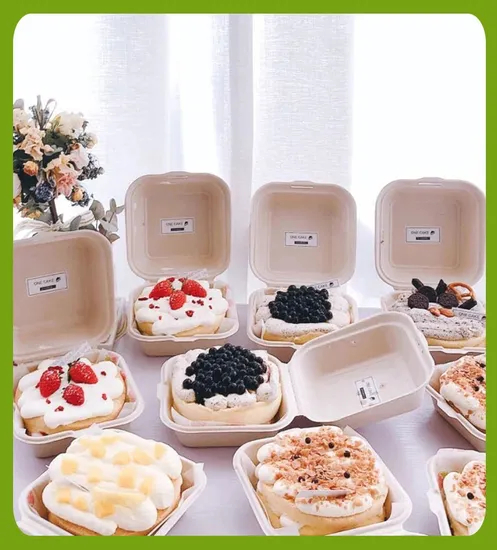 Factory Wholesale Customized Degradable Food Grade Disposable Takeaway Kraft Paper Cardboard Bagasse Burger Box