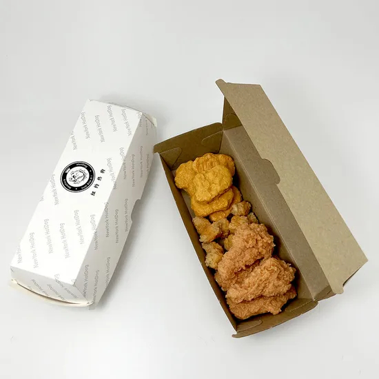 Disposable Universal White Card New Design Custom Hamburger Fried Chicken Wing Paper Boxes Grease Proof Popcorn Box