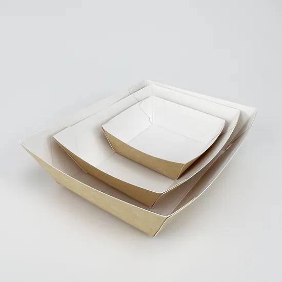 Wholesale Customized Disposable Eco-Friendly Biodegradable Lunch Takeaway Fried Chicken Shop Snack Platter Boat Shaped Food Kraft Cardboard Paper Box