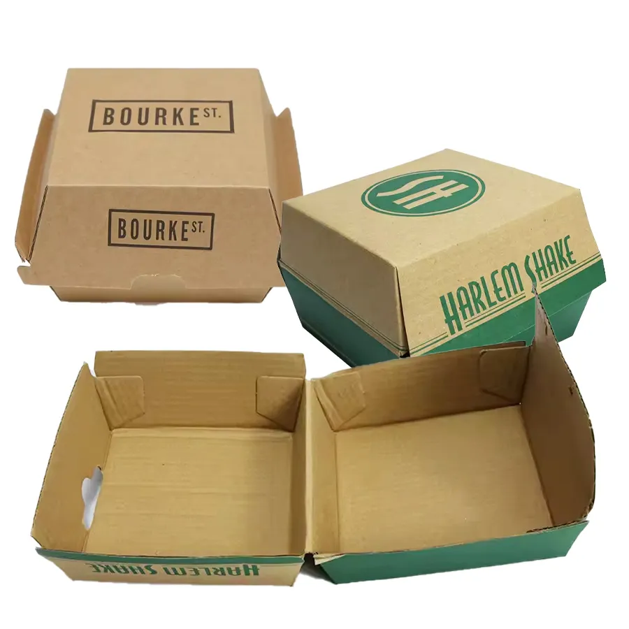 Recycled Custom Printed Take Away French Fries Paper Box Fast Food Takeaway Hamburger Packaging Box