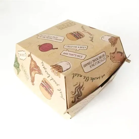 Factory Cheap Customized Food Grade Disposable Affordable Takeaway Fried Chips Chicken Snack Food Lunch Packaging Corrugated White Cardboard Paper Burger Box
