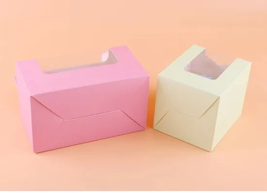 Cheap Customized Printed Logo Food Grade Paper Doughnut Wholesale Custom Size Disposable Bakery Packaging Donuts Macaron Cake Packing Box with Portable Handle