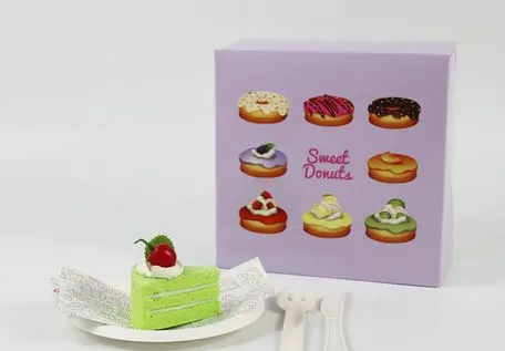 Factory Cheap Customized Printed Logo Size Food Grade Doughnut Wholesale Disposable Bakery Delivery Packing Macaron Paper Takeaway Food Cake Cardboard Box
